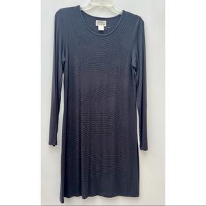 Torn by Ronny Kobo Black Dress Long Sleeve Soft Bamboo Rhinestone Slip On Size M